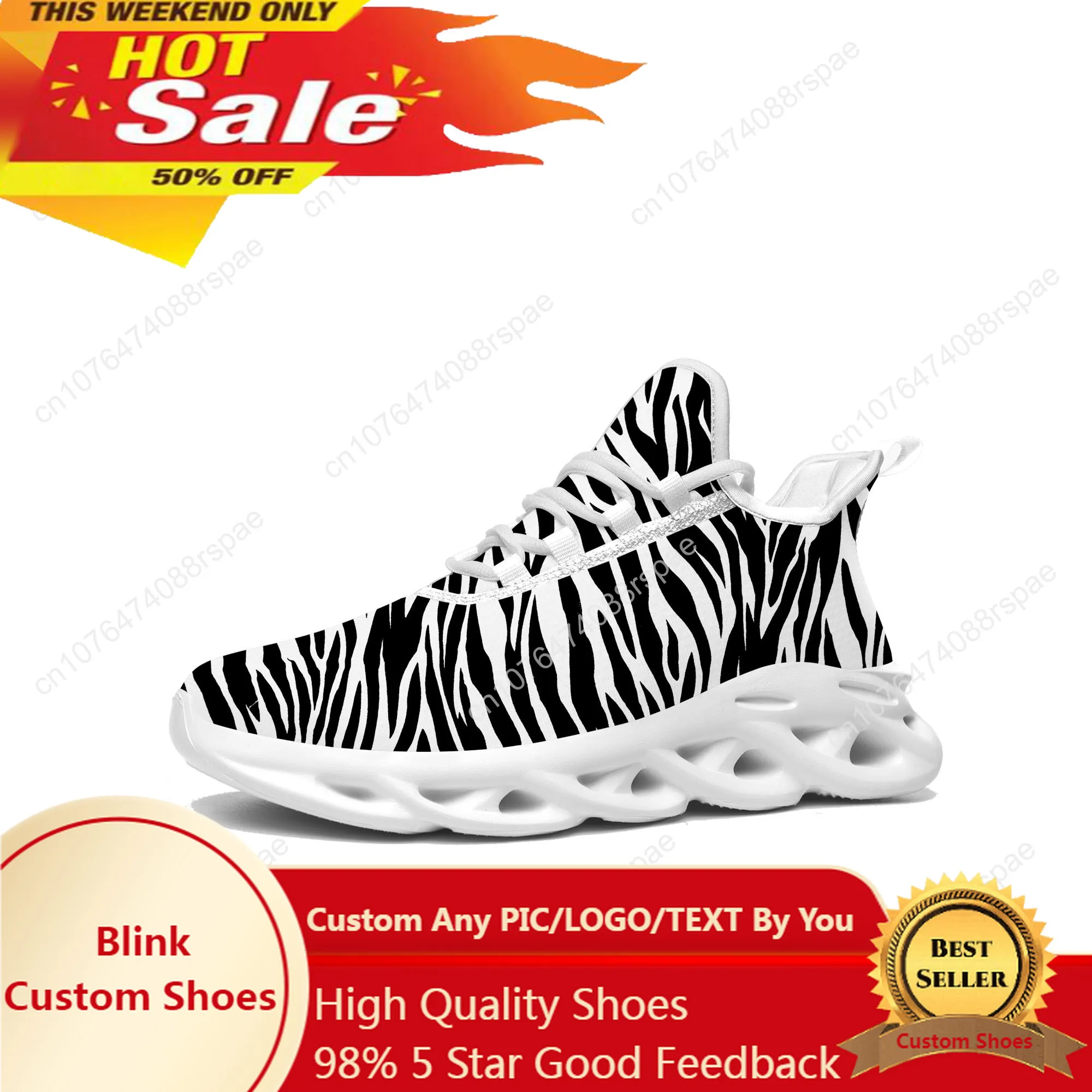 

Zebra Print 3D Flats Sneakers Mens Womens Pop Sports Running High Quality Sneaker Lace Up Mesh Footwear Tailor-made Shoe White