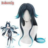 bubuwig synthetic hair genshin impact bonanus hydro yaksha cosplay wig 75cm long straight mixed color blue wigs heat resistant
