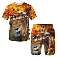 animal series prairie overlord printing t shirt men streetwear loose o neck short sleeve fashion 3d adult lion tops male clothes