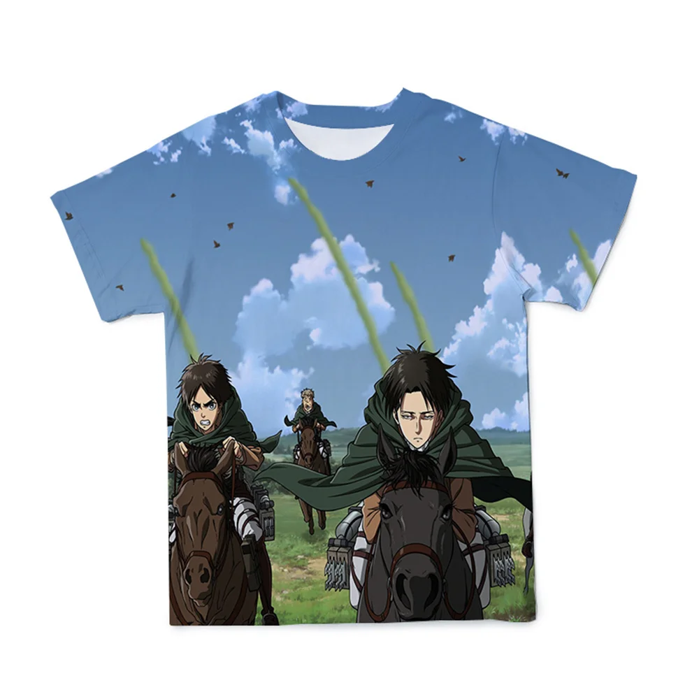 

Футболка мужская с принтом манги и атаки титанов, тенниска из аниме «No Kyojin», летняя рубашка