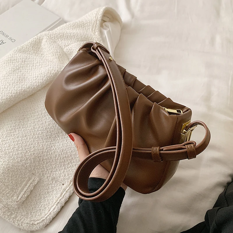 

Маленькие сумки через плечо в стиле ретро из искусственной кожи с складками для женщин 2023 зимняя сумочка и кошельки складная сумка через пл...