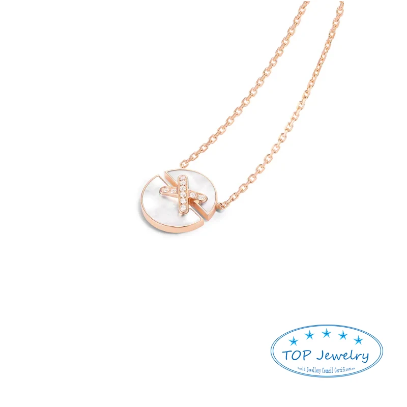 

French Luxury Brand Jewelry 925 Sterling Silver Jewelry For Women Circle Pendants Rose Gold Necklace