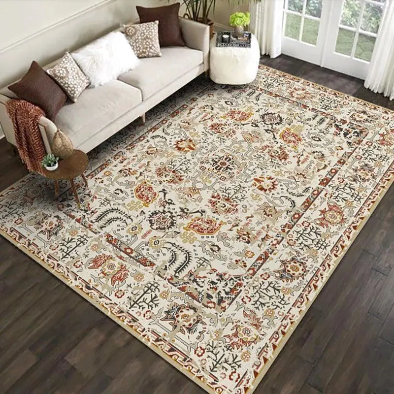 

Nordic Retro Style Carpets for Living Room Large Area Persian Rugs for Bedroom Crystal Velvet Cloakroom Mat Non-slip Lounge Rug
