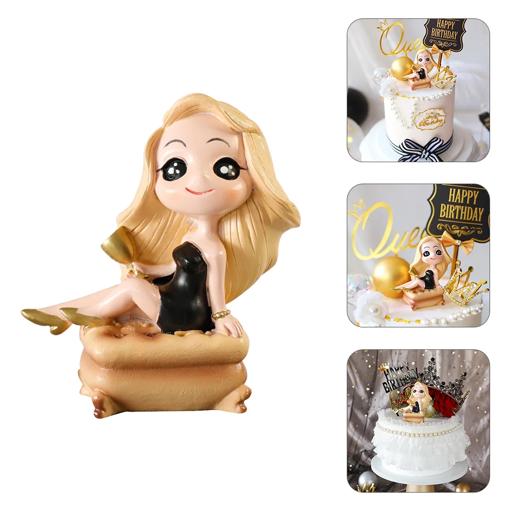 

1pc Creative Delicate Doll Cake Doll Ornaments Desktop Ornament Cake Adornment