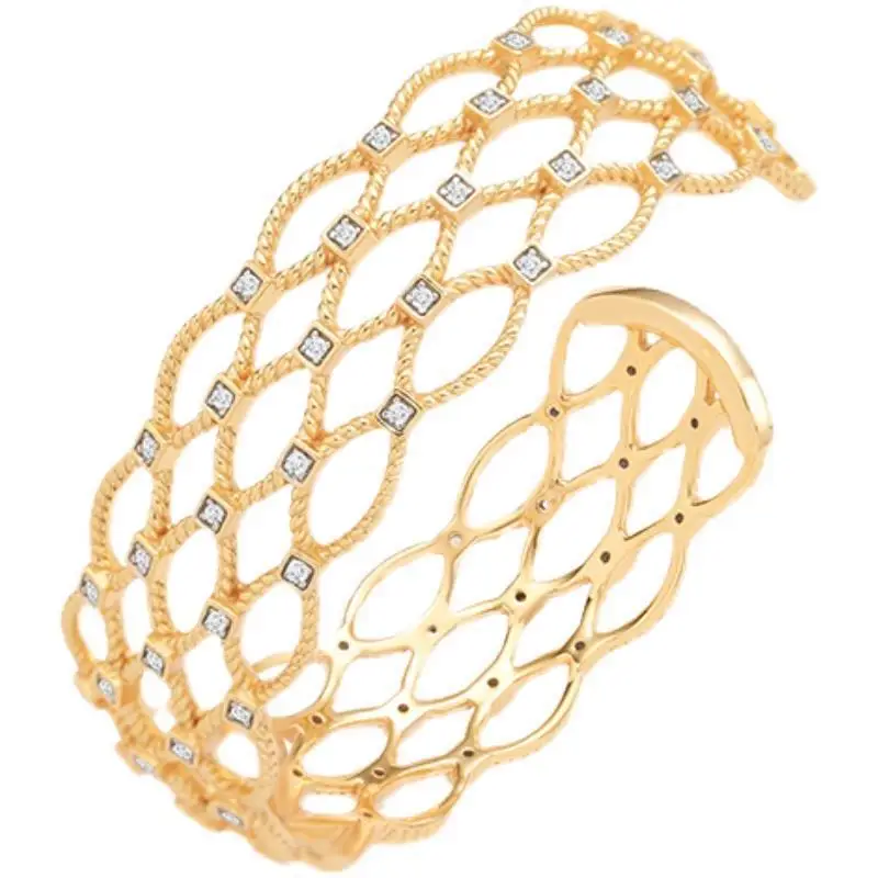 2023 модный циркониевый золотистый кружевной браслет Vermail манжета Открытый для
