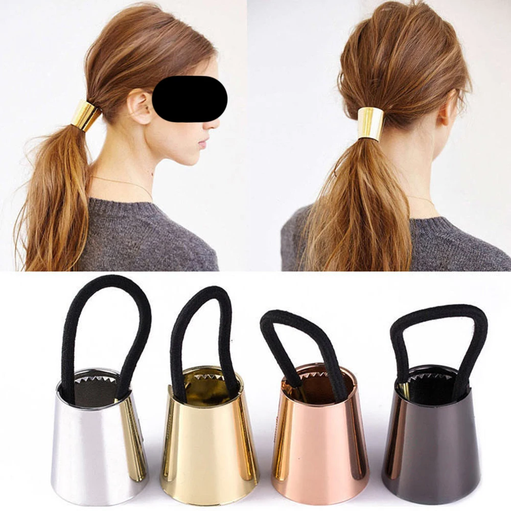 

1pc Chic Woman Girls Metal Elastic Ponytail Holder Cuff Wrap Tie Band Ring Rope hair bands headband hair accessories scrunchies