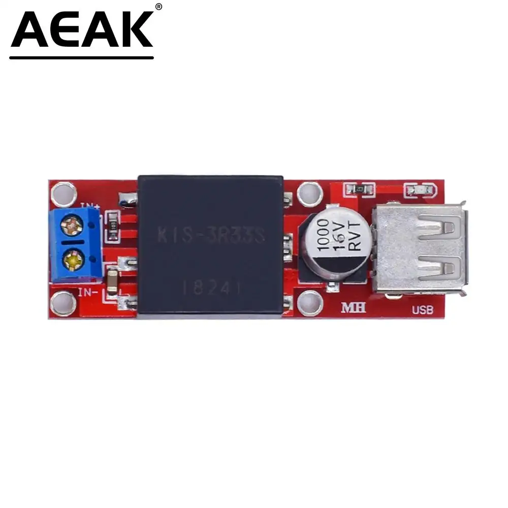 AEAK 5V USB выходной преобразователь постоянного тока 7V-24V до 3A понижающий модуль KIS3R33S