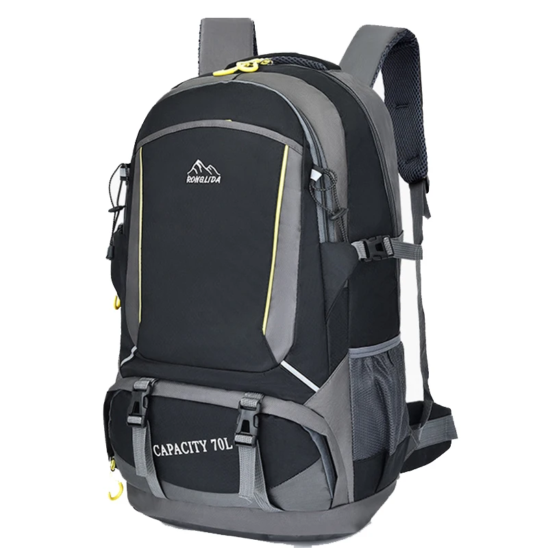

Men 70L unisex waterproof nylon backpack travel pack Hiking sports bag Outdoor Climbing Mountaineering Camping backpack for male