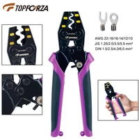 topforza non insulated y o terminals crimper ratchet crimping tool for awg 22 10 wire connect jaw pressure regulating device