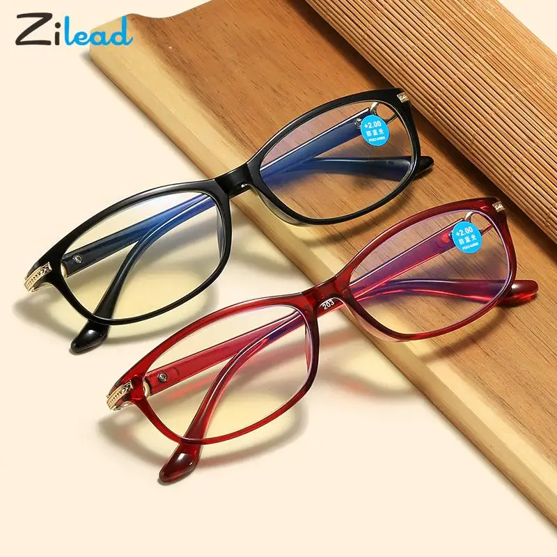 

Zilead Diopters +1+1.5+2...+4 Anti Blue Light Reading Glasses Women Men HD Oval Hyperopia Eyeglasses Unisex Presbyopia Eyewear