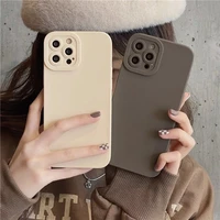 retro brown solid color high quality phone case for iphone 11 pro max 12 xs 6s 7 8 puls x xr 13 cases couple soft silicone cover