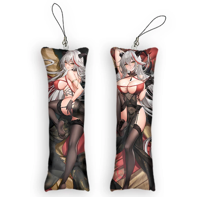 

Azur Lane Key Ring Cute Anime Pendant Key Chain Kawaii Accessories Mini Dakimakura Small Pillow Bag Otaku Keychain Pendants Gift