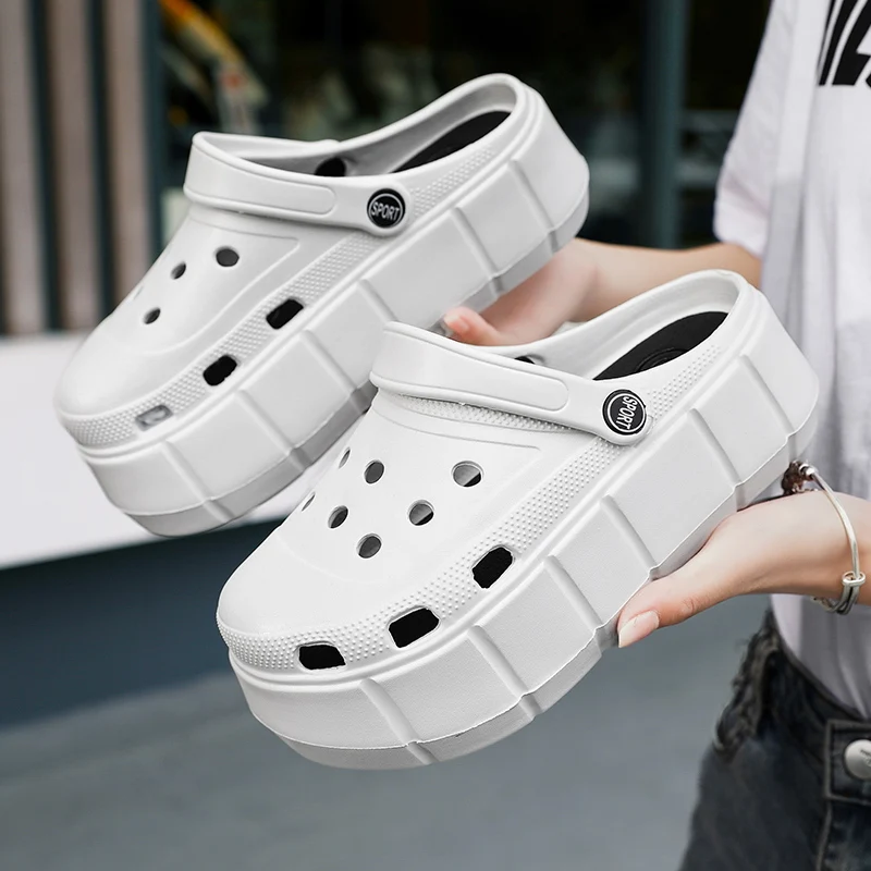 6CM Thick Sole Hollowed-out Outdoor Clogs Women Sandals Women Slippers Summer Beach Sandals For Girls Summer Fashion Simple Shoe