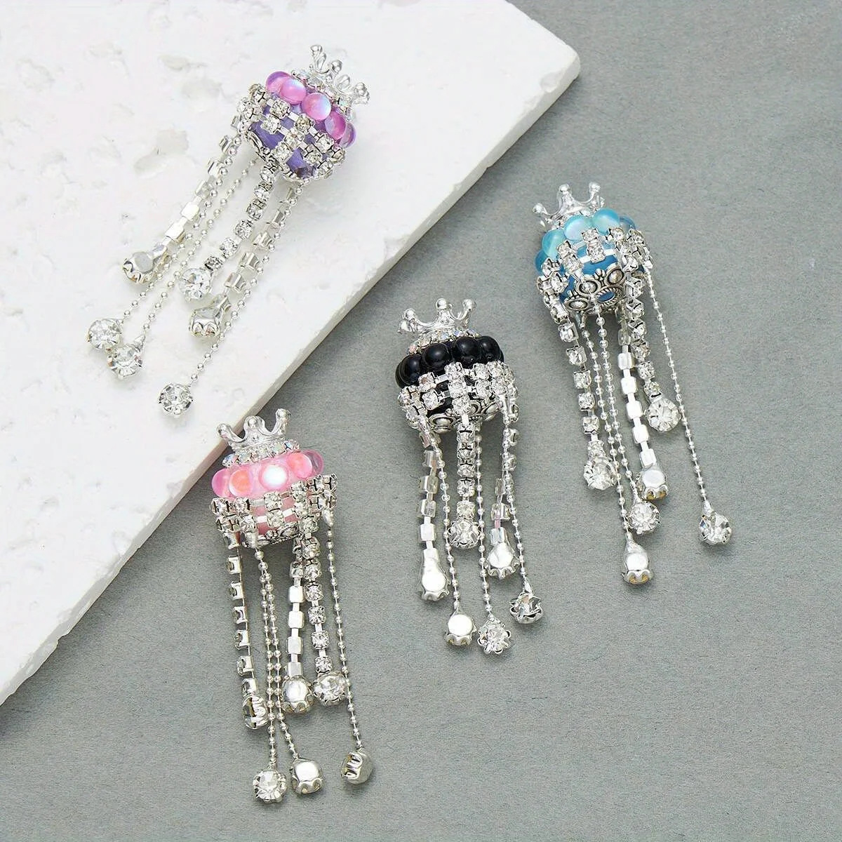 4 шт. цепочка с кисточками в форме короны хрустальные бусины круглые стеклянные