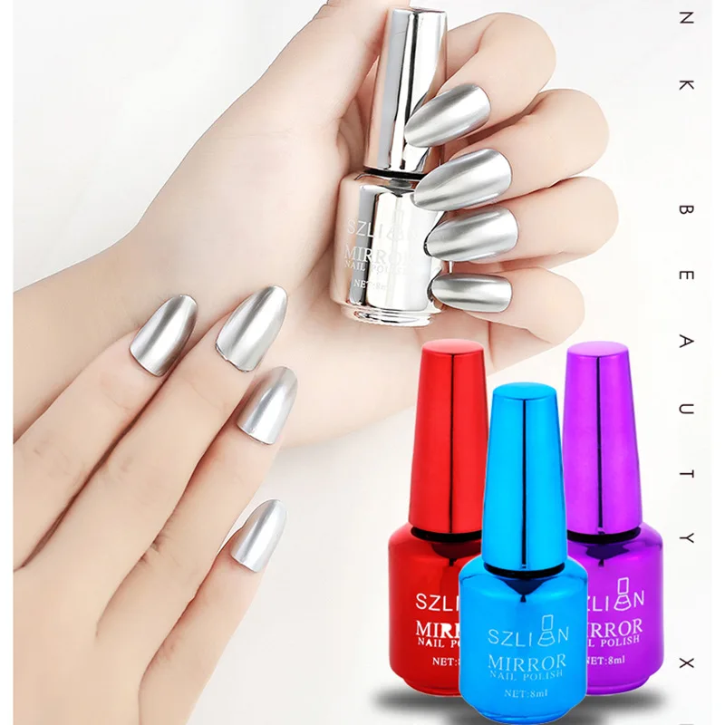 

2023 New Silver Mirror Nail Polish Metal Colour Top Coat Soak Off UV LED Gel Varnish Semi-permanent Nail Art Decoration Supplies