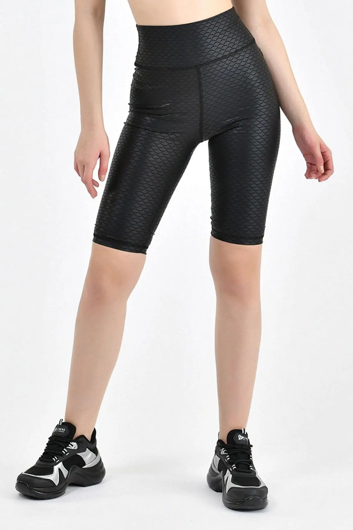 

Women's Leggings Yoga Pants with Biker Shorts Matt Sequin Fitness Sport Butt Lifting Tights Sexy Stretch