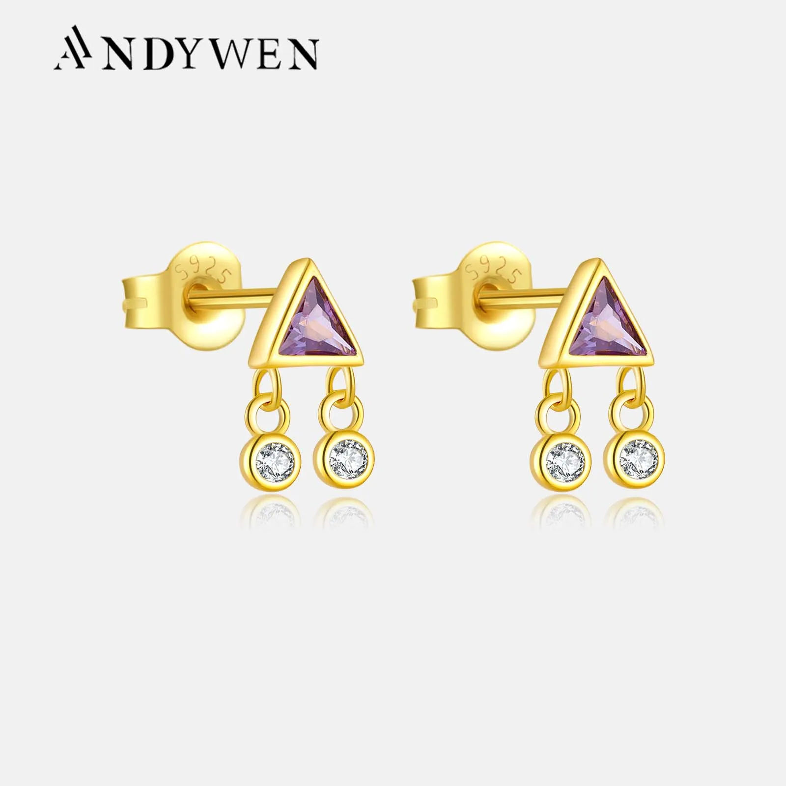 Серьги-гвоздики женские из серебра 100% пробы с фианитами