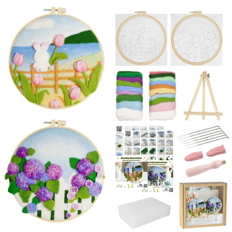 

Plant Flower Pattern Stitches Kits Embroidery Starter Kits with Embroidery Clothes Hoop Thread Needle for Beginner