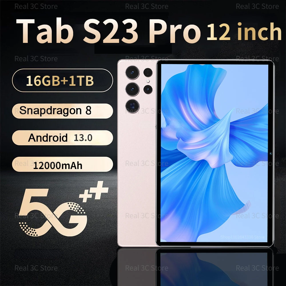 

2023 Tab S23 Pro Tablet 12 Inch Android 12 WQHD+Display Tablet RAM 16GB ROM 1TB Tablets Global Version 5G Tablet Pro 4K