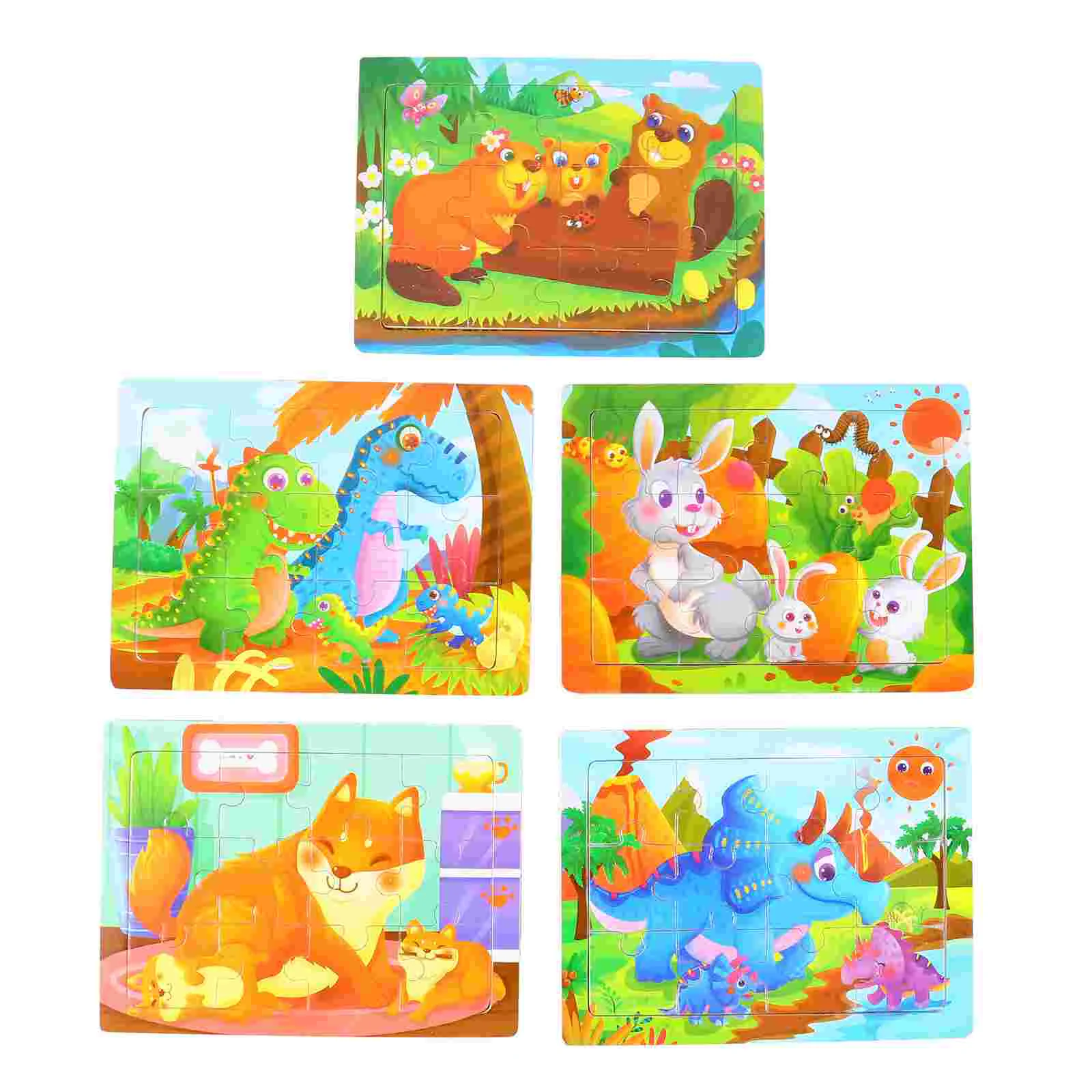 

5pcs Colorful Jigsaw Puzzle Educational Wooden Puzzle Wooden Block