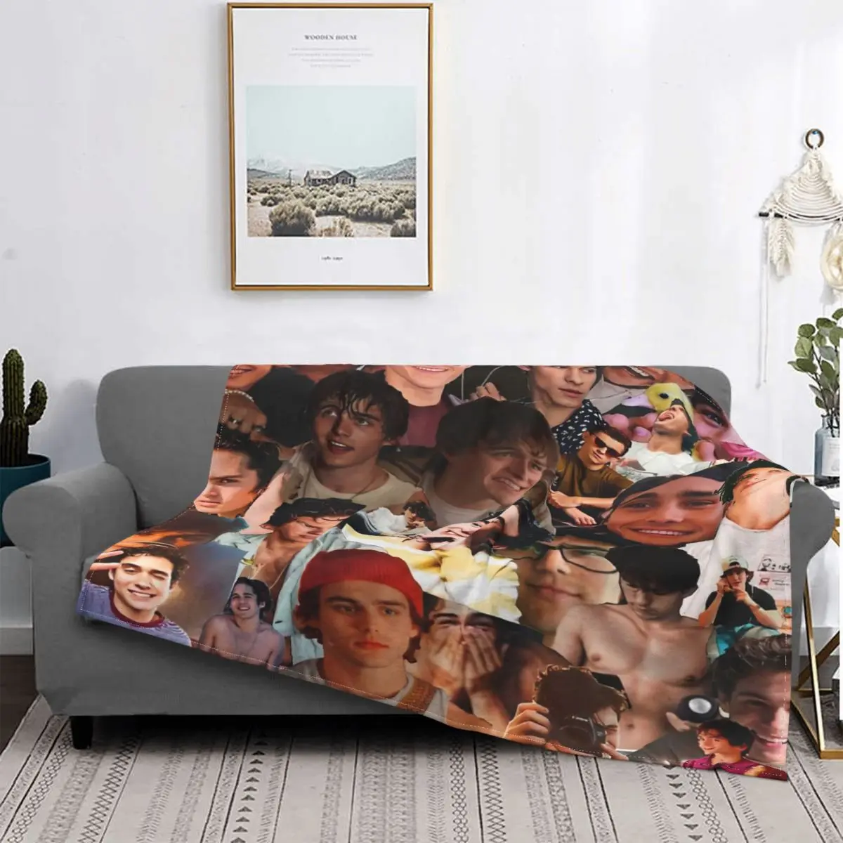 

Tom Holland Stickers Photo Collage Blanket Modern Stitch Soft Portable Coral Fleece Throw Blankets For Couch Room