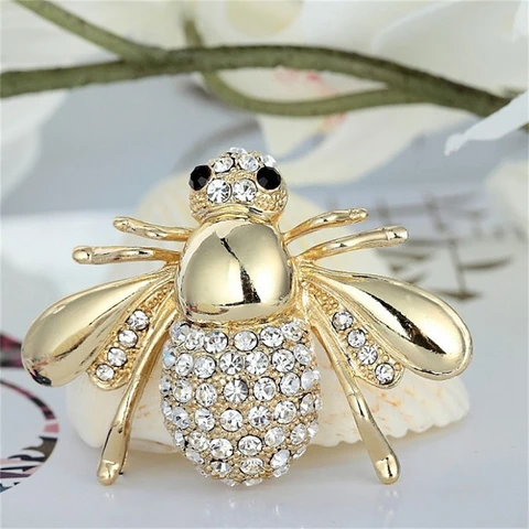 Металлическая брошь "Бриллиантовая пчела"