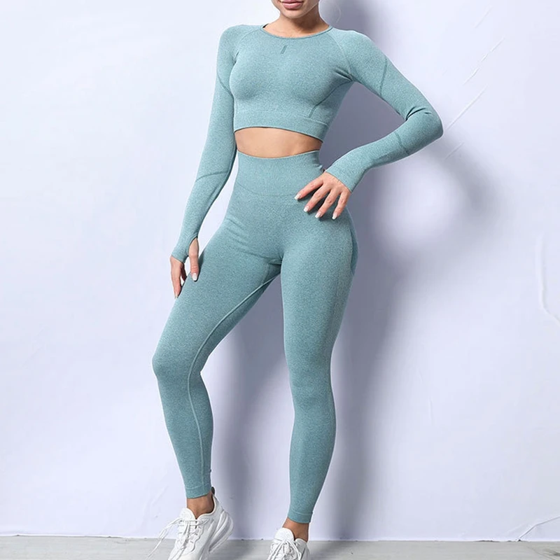 

Women's Yoga Wear High Waist Fitness Pants Women's Tight Long Sleeve Sports Suit