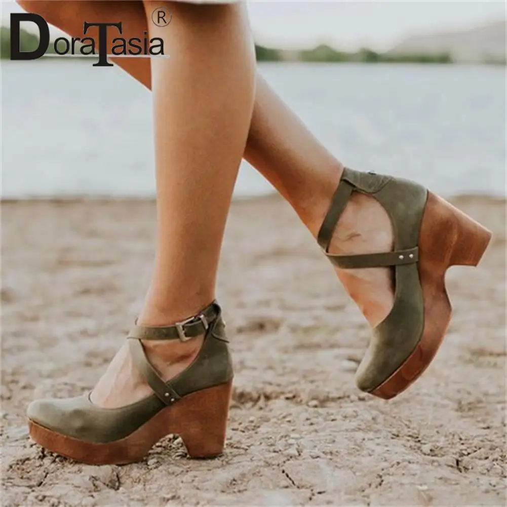 Brand New Ladies Platform Mary Janes Pumps Fashion Buckle Chunky High Heels women's Pumps Casual Party Retro Woman Shoes