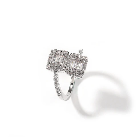 UWIN Регулируемые кольца в форме сердца для женщин AAA ледяной багет CZ камни квадратные кольца модные ювелирные изделия для Дня матери