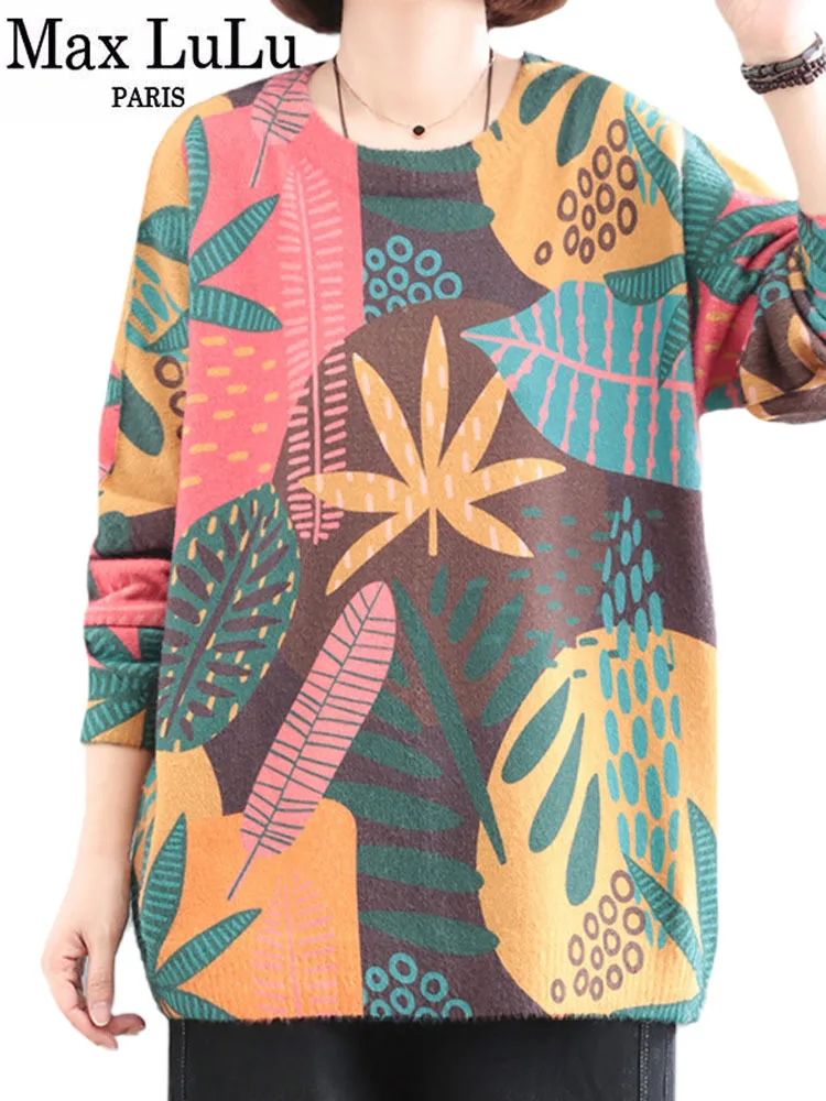 

Max LuLu 2022 зимняя теплая трикотажная одежда Женская мода Свободные Повседневные свитера с принтом женские роскошные Джемперы в стиле Харадзю...