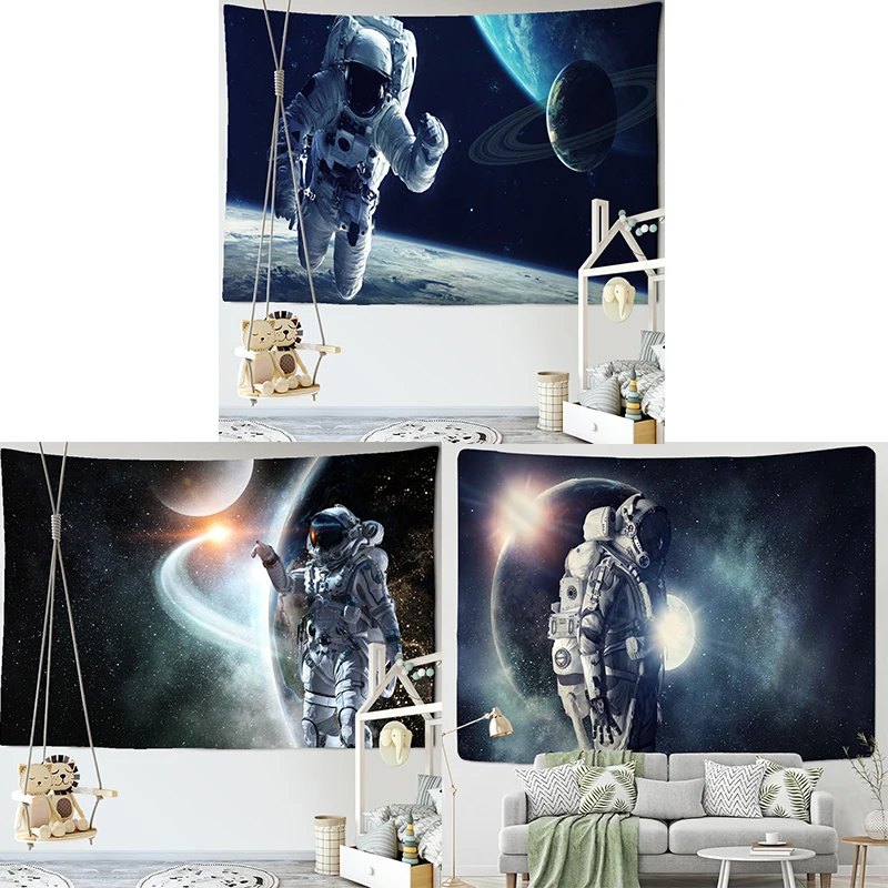 

Customizable Astronaut Celestial Tapestry Wall Hanging Fantasy Universe Science Hippie Living Room Printing Room