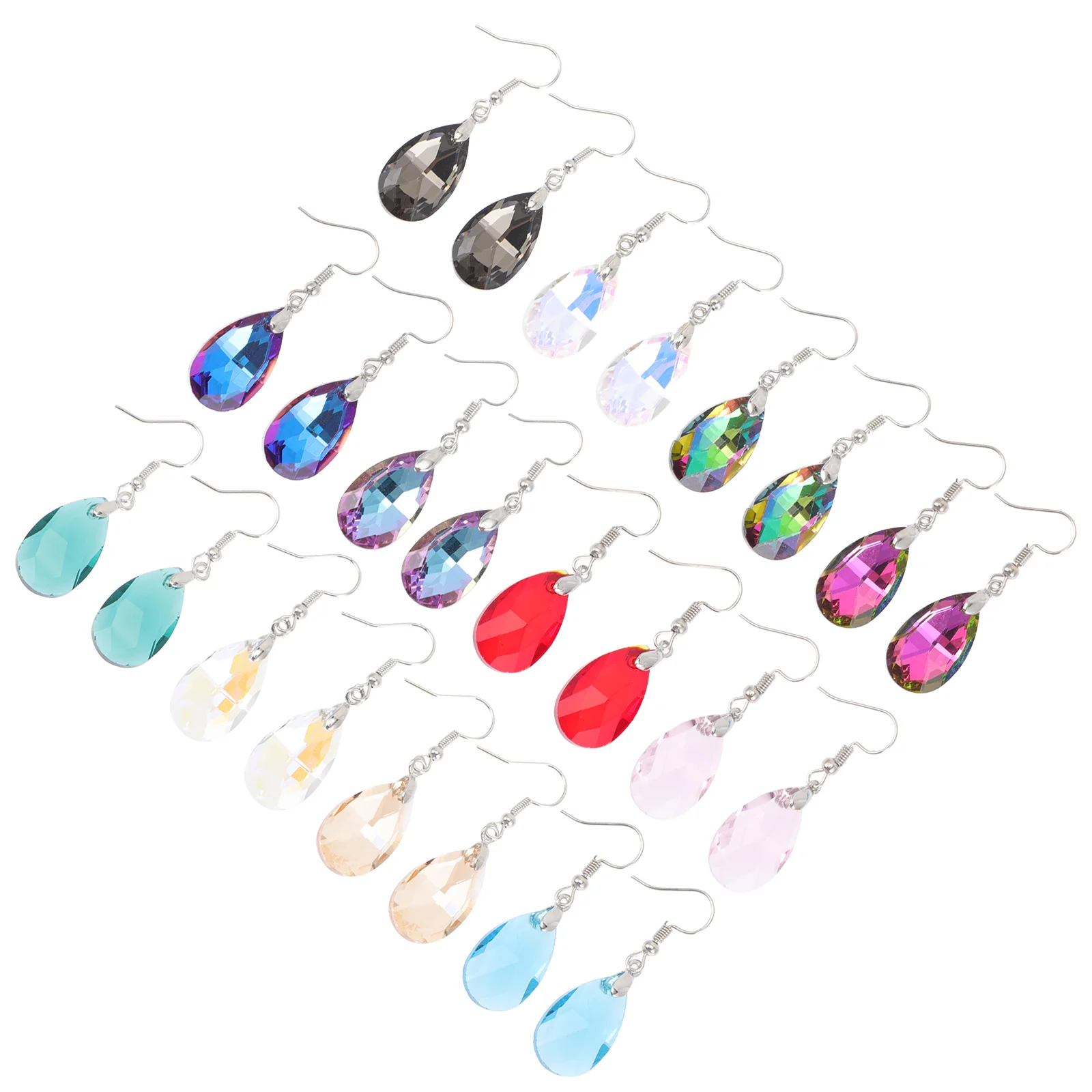

12 Pairs Glass Drop Earrings Rhinestones Dangle Earrings Teardrop Ear Drop Teardrop Dangle Ear Pendant Shiny Earrings