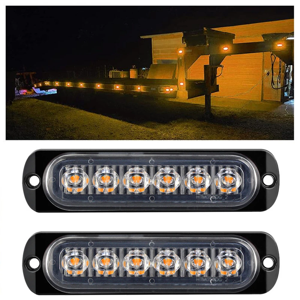 

2pcs Truck 6LED Strobe Warning Light Strobe Grille Flashing Lightbar Car Beacon Lamp Amber Yellow Traffic Emergency Light