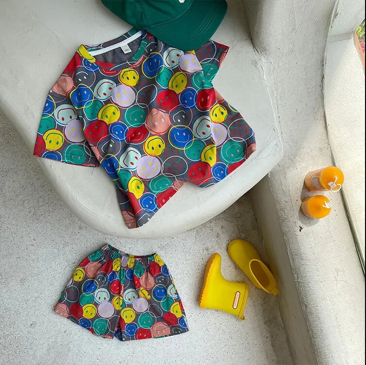 RiniLucia Baby Boys Clothing Casual Summer Cotton T-Shirt&Shorts Sets Children Cartoon Clothes Suit for Kids Girls Outfit