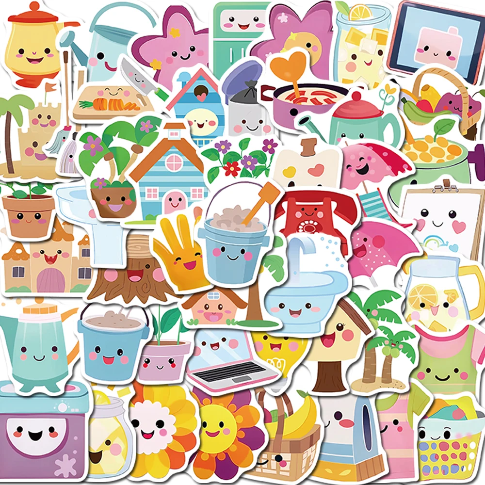 

10/25/50PCS Cartoon Painted Life Items Graffiti Stickers DIY Laptop Luggage Skateboard Suitcase Decals Kids Toys