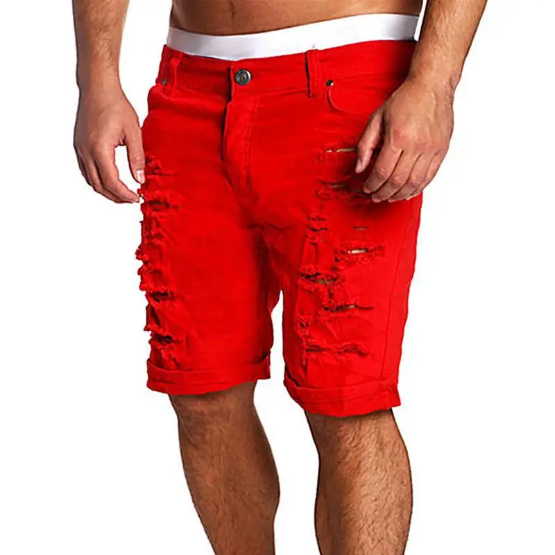 Mens Denim Chino fashion shorts Washed denim Boy Skinny Runway short men jeans shorts homme Destroyed Ripped Jeans Plus Size
