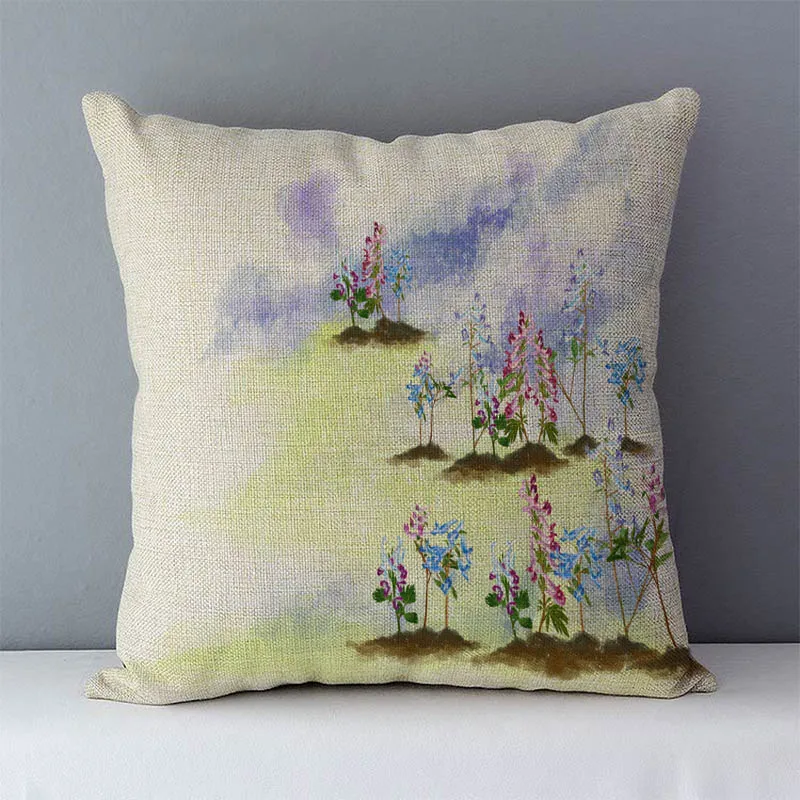 

Dandelion Print Cushion Cover 45*45cm Home Decorative Pillowcase Throw Pillow Covers For Sofa Bed Seat Back Cushions Flax Linen