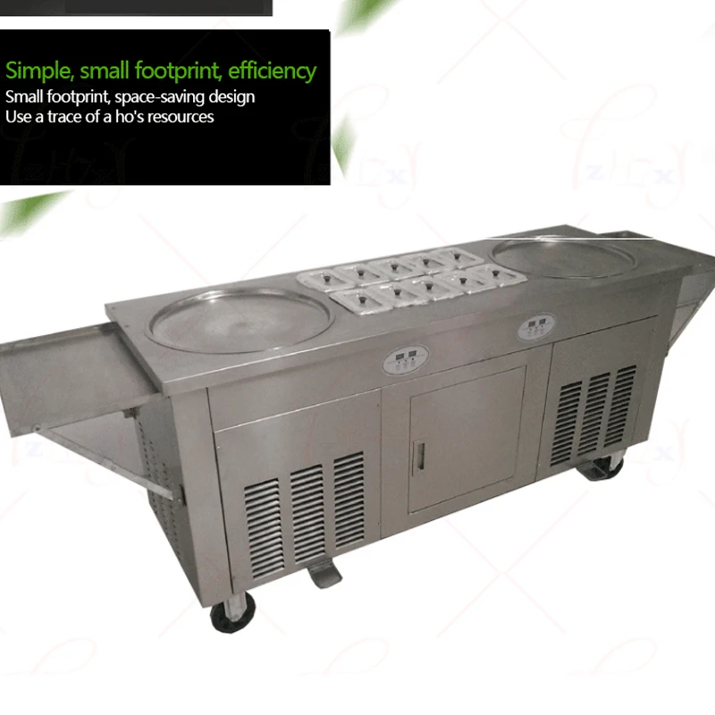 Стальная машина для жареного мороженого 2 кастрюли 10 резервуаров жаркого