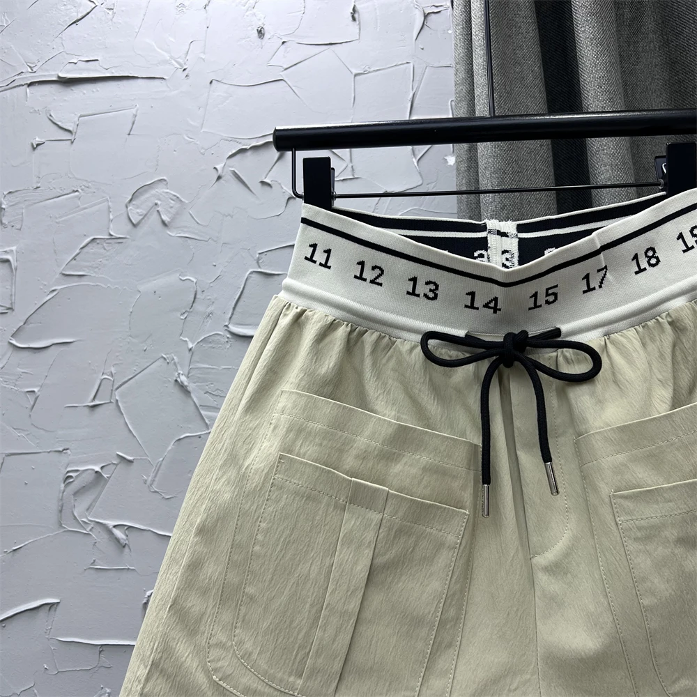 Korean Style Casual Dark Gray Elastic High Waist Shorts Female Summer 2023 New Harajuku Loose Pocket Wide Legs Hot Pants Fashion