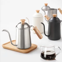 wooden handle 304 stainless steel hand wash pot outdoor camping long mouth coffee pot camping kettle household supplies