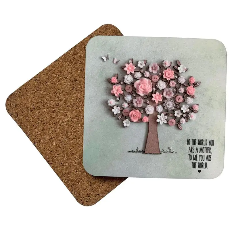 

Funny Coasters For Coffee Table Flower Drink Coaster With Cork Base Anniversary Wedding Round Moisture Absorbent Coaster