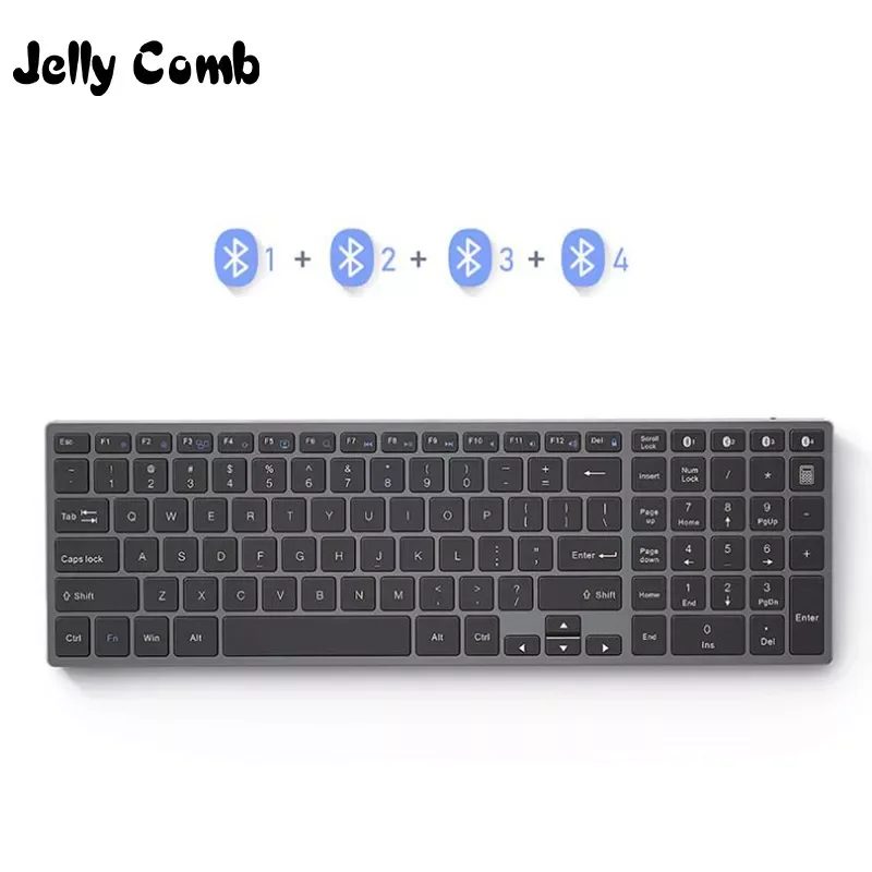 

Jelly Comb Rechargeable Bluetooth keyboard for Tablet Laptop Russian/French/German /English 4Device Sync Wireless keyboard