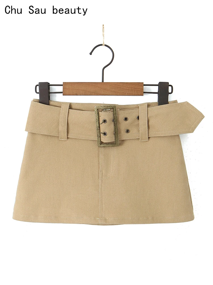 

Женская летняя модная уличная одежда 2023, однотонная мини-юбка с поясом, пикантные облегающие шорты с заниженной талией, юбки, шикарная суперкороткая юбка на молнии