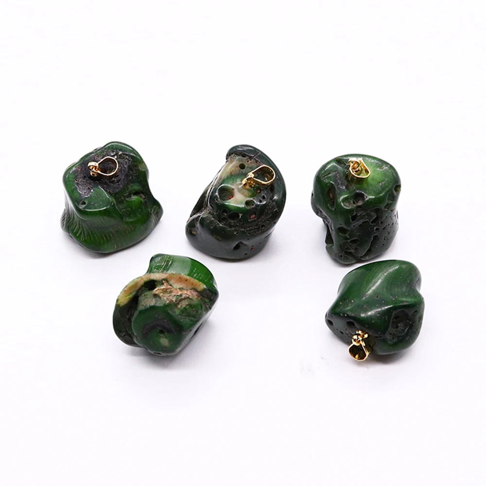 

Irregular Shape Beads Dyed Green Coral 24x20mm Small Pendant Diy Charm for Jewelry Making Necklace Earrings Charm Accessories