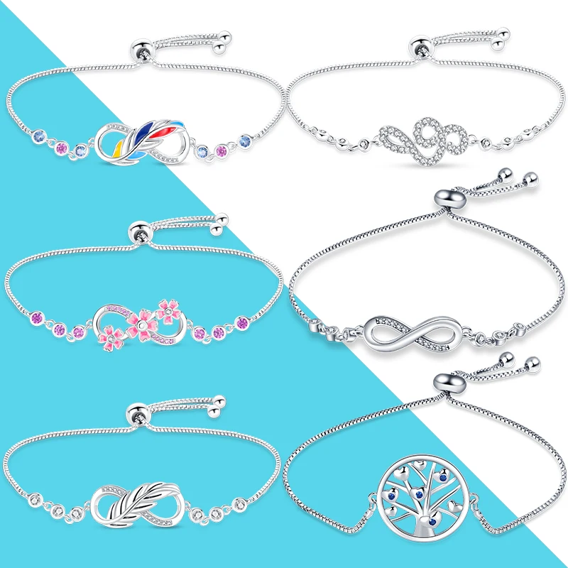 Женский браслет из серебра 925 пробы с разноцветными перьями