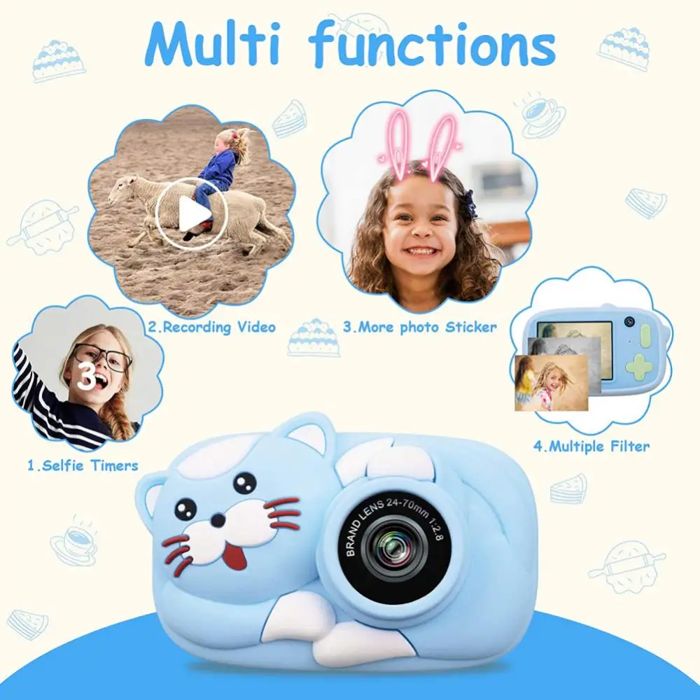 

2 Inch Screen Video Camera Mini Hd Slr Camera Photography Toy Kids Camera Children Birthday Gifts Mini Educational Toy Cartoon