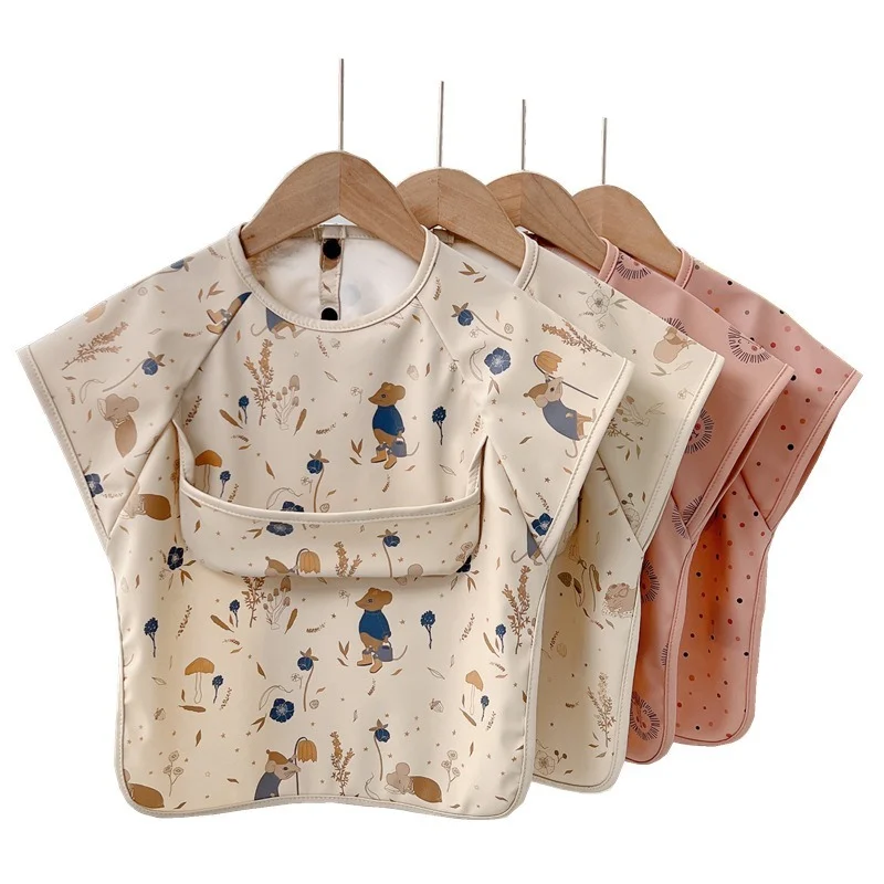 

PU Waterproof Baby Sleeveless Bib Danish Kids Apron Bib Newborn Burp Cloth Kids Supplies Cute Art Cover Up Baby Feeding 0-6Y