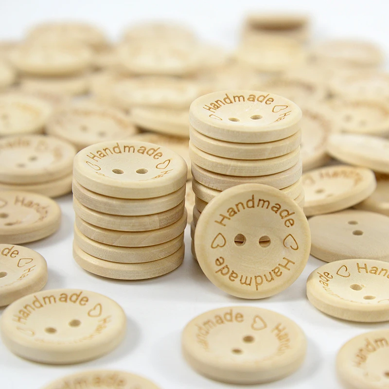 

100Pcs 15/20/25mm 2hole Round Wood Handmade Buttons DIY Scrapbooking Sewing Button Craft Clothing Accessories Home Decoration