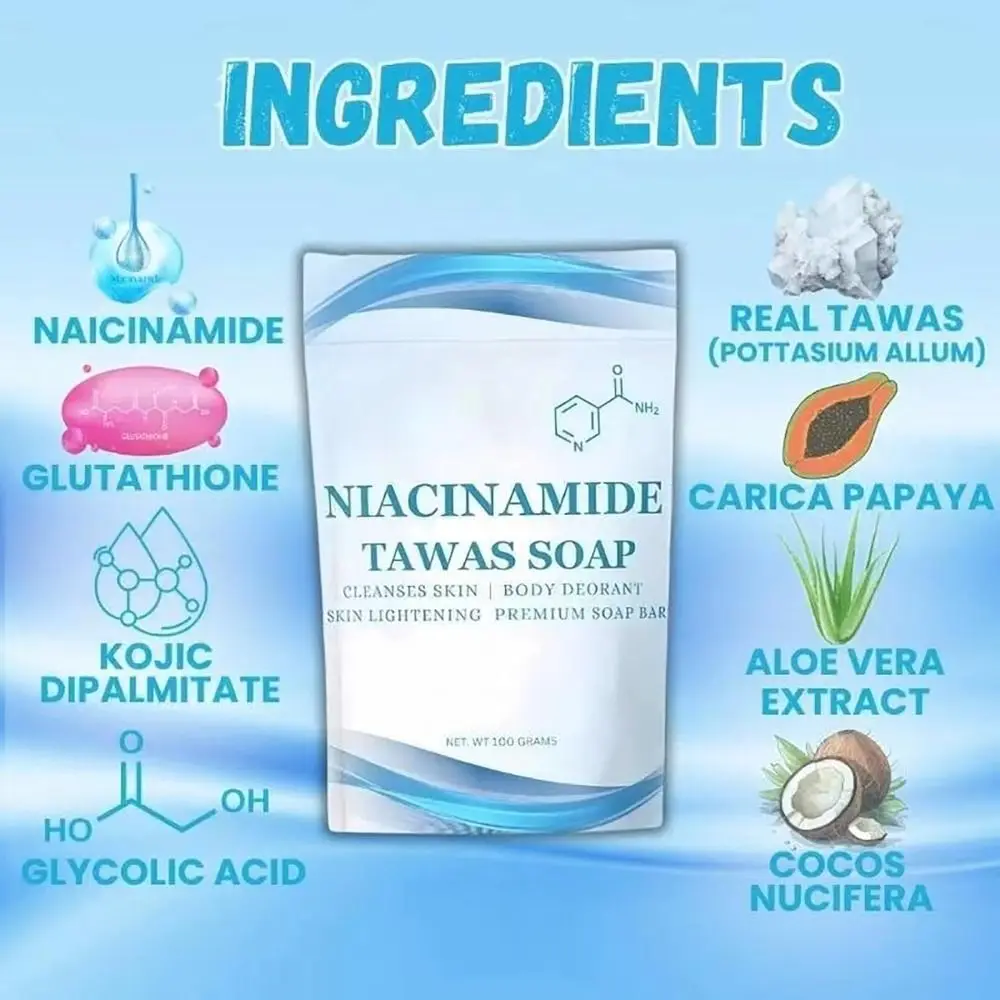 Новое глубоко очищающее мыло Naicinamide Tawas нежное для всей кожи ниацинамидное