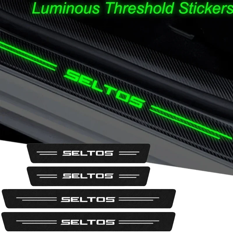 Углеродное волокно светящаяся наклейка на порог автомобиля противоударная